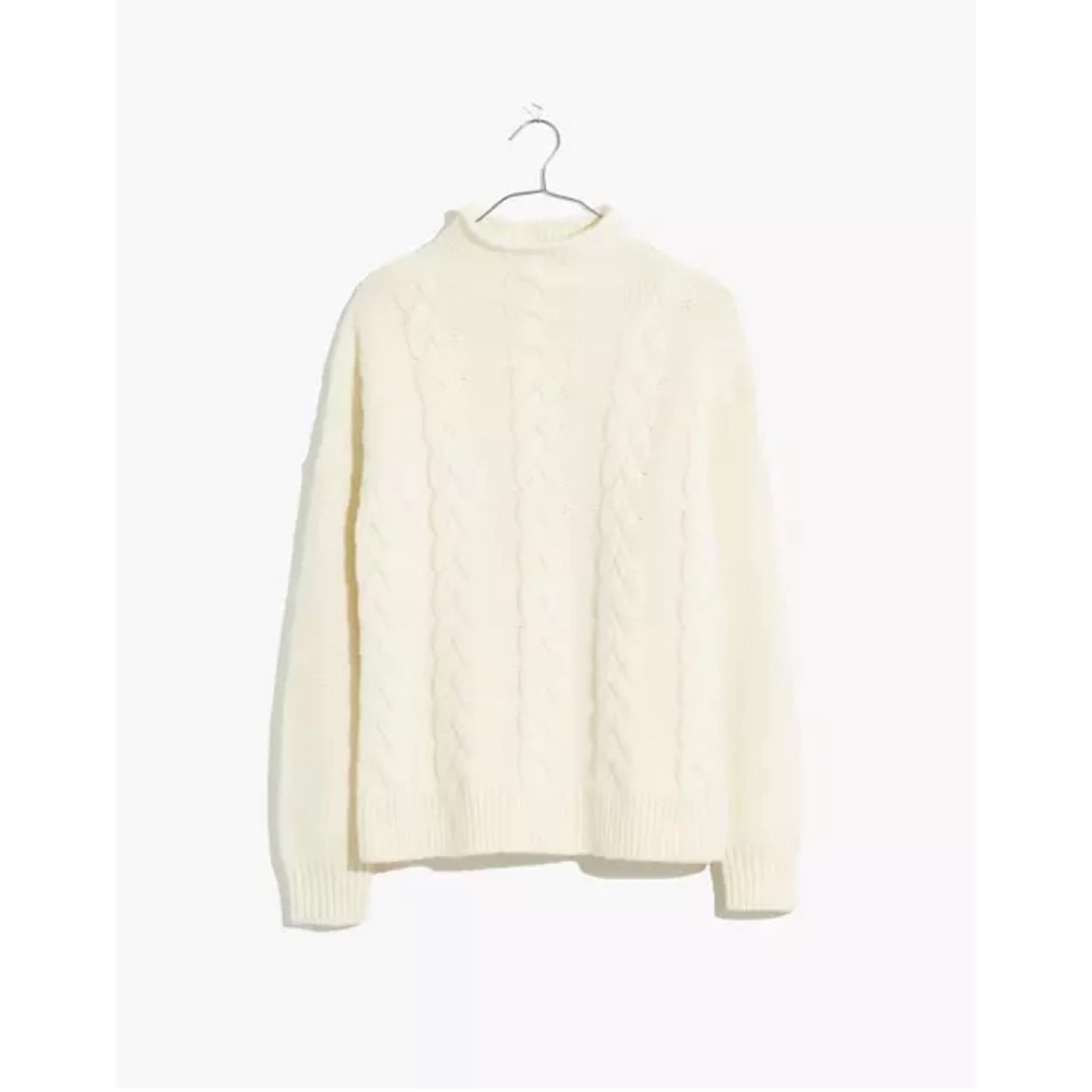 NWT Madewell Grenville Cableknit Mockneck Sweater Merino Wool/ Alpaca size xxs